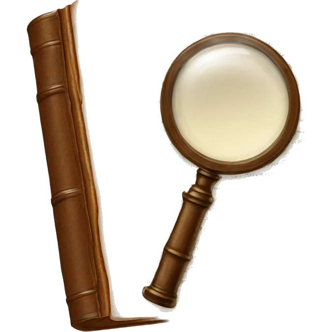 vintage open book with magnifying glass emoji