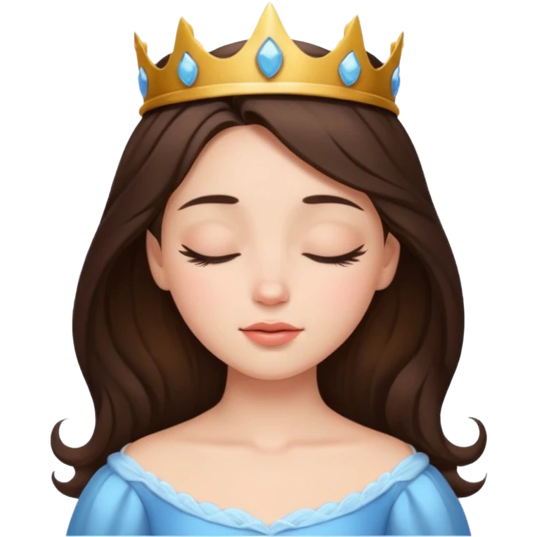 a brunette hair beautiful princess closing her eyes calmly emoji