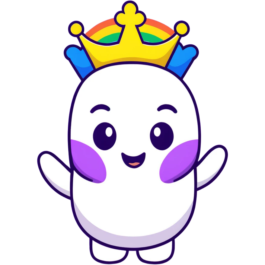 yellow face with rainbow crown, fabulous expression, pride flag emoji