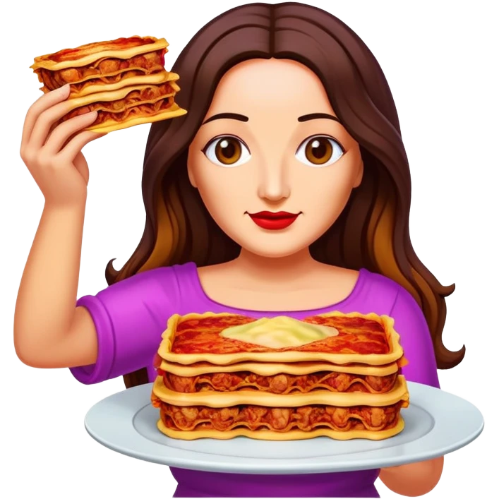 pop art neon Monalisa holding Melted spam meat lasagna emoji