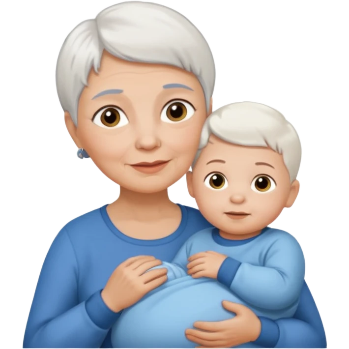 grandmother with short hair white and baby boy with brown hair and fair skin emoji