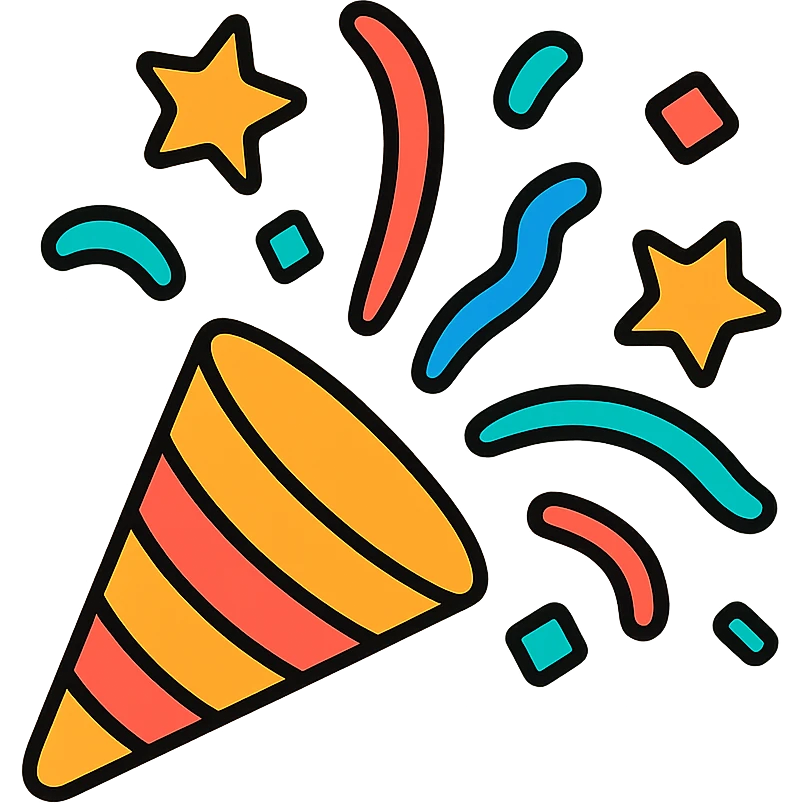 Confetti popping and exploding in celebration, festive paper bits flying outward in an explosion pattern emoji
