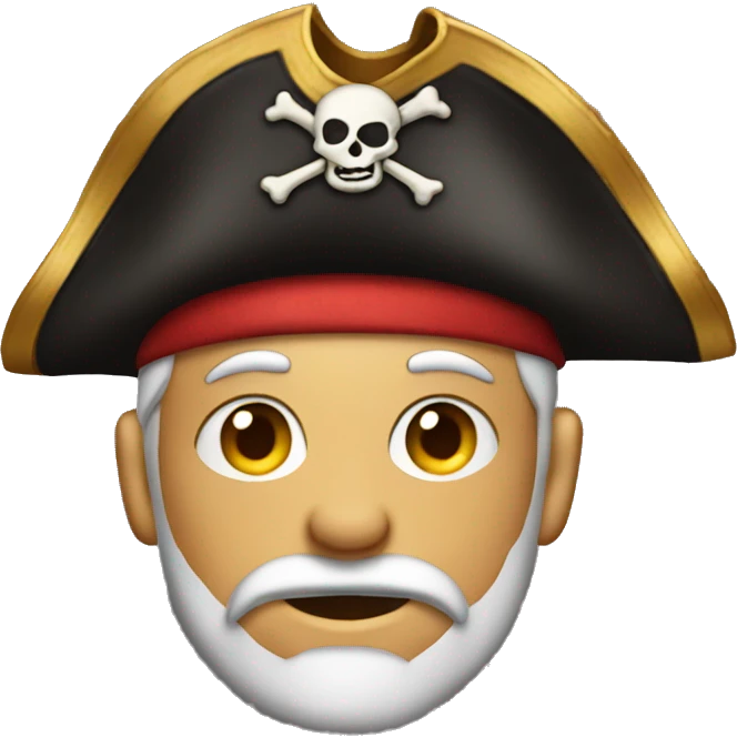 A pirate wearing a cake as a hat emoji