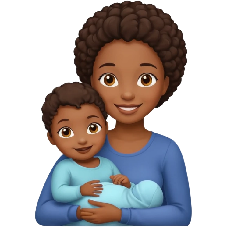 Black girl with baby smiling  emoji