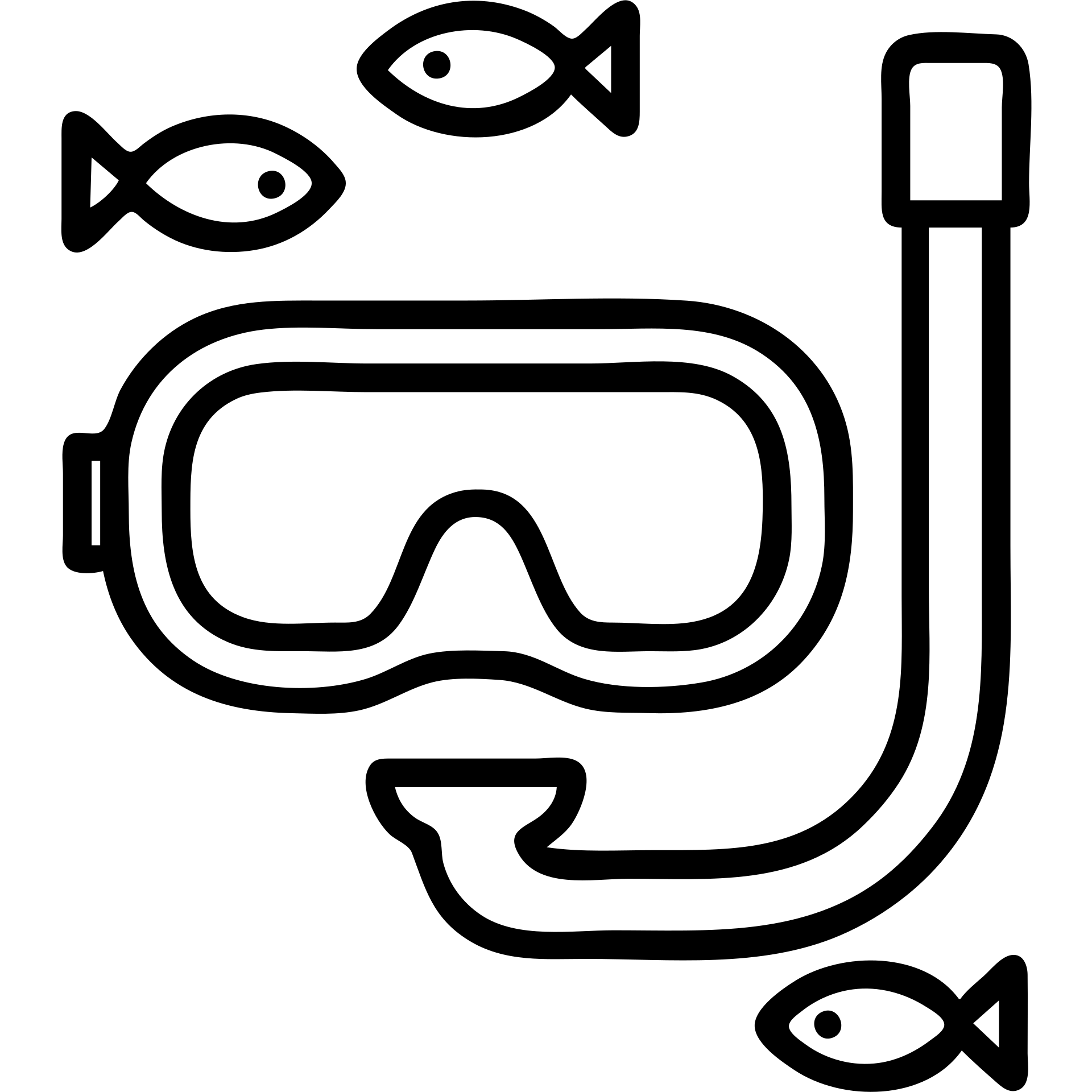 snorkel and mask outlined icon with three small fish swimming around emoji