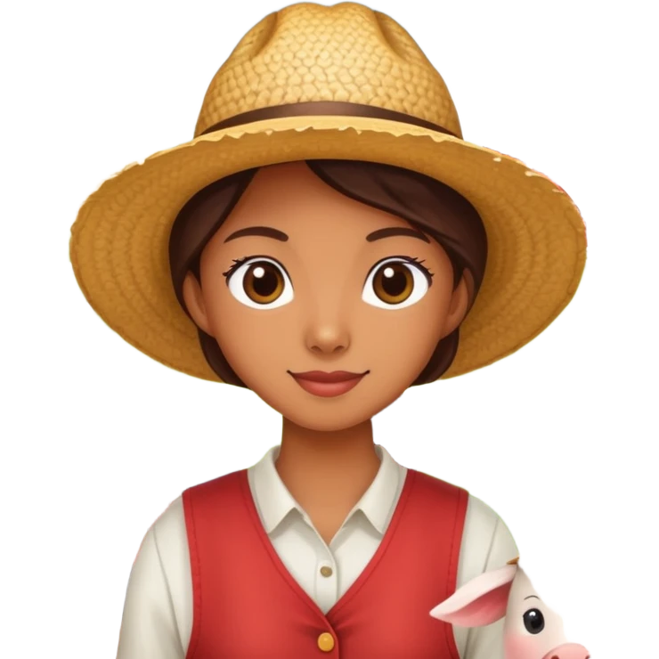 a person visiting a farm with barn and animals in the background emoji