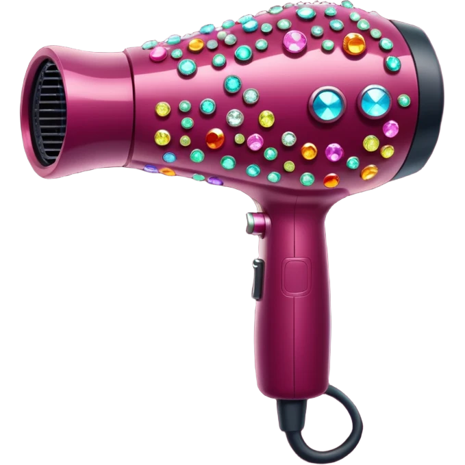 burgundy blow dryer covered in gems emoji