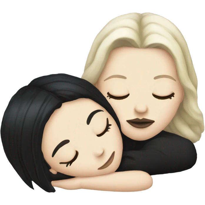 goth white girl and black hair sleeping emoji