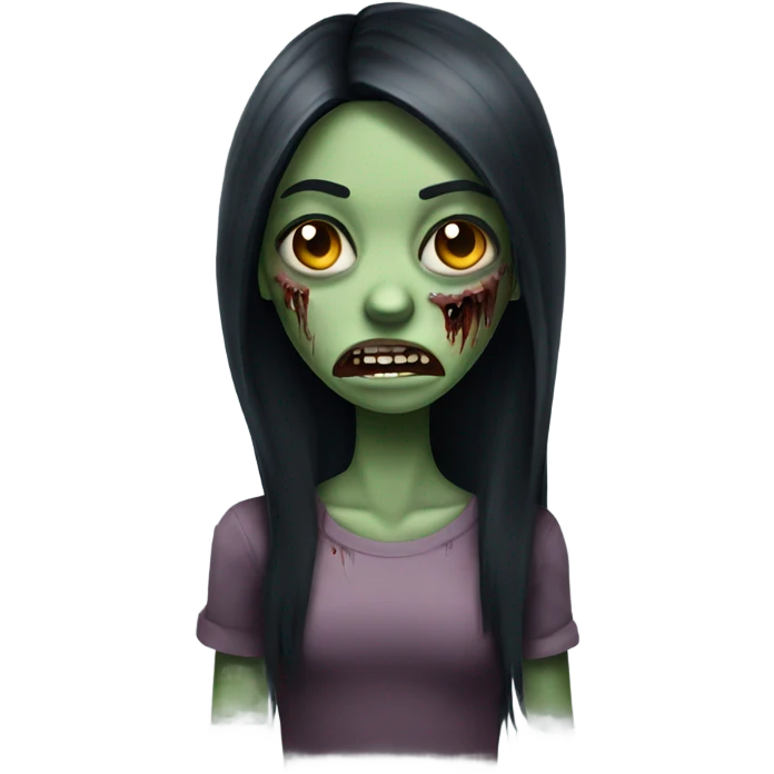 girl zombie with black long hair with teeth and serious face  emoji