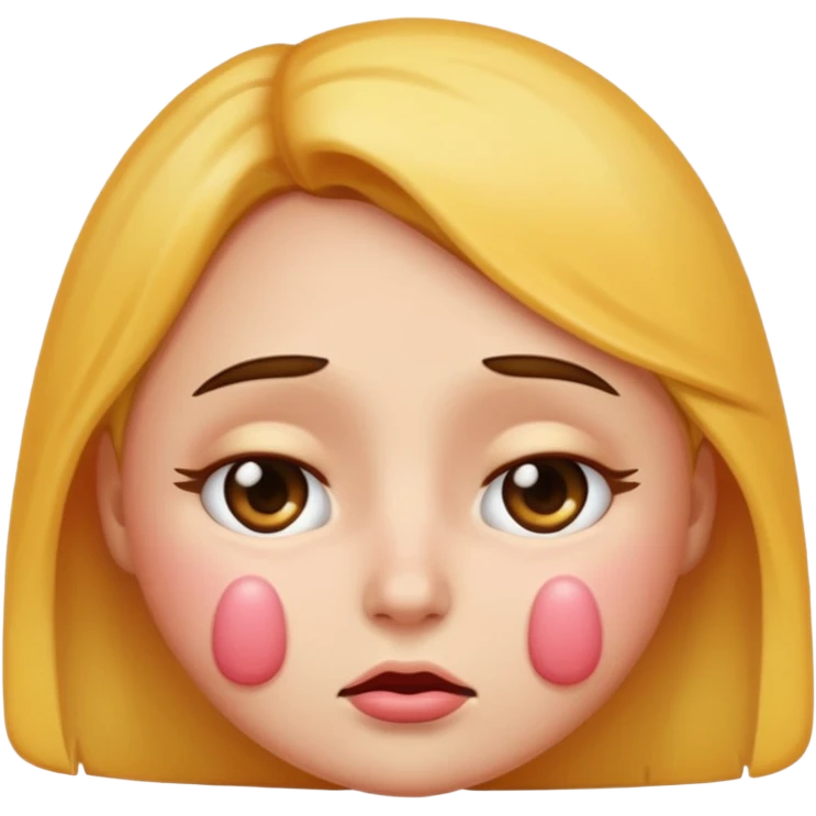 Cum on horny female emoji with with sad eyes and blushing cheeks emoji
