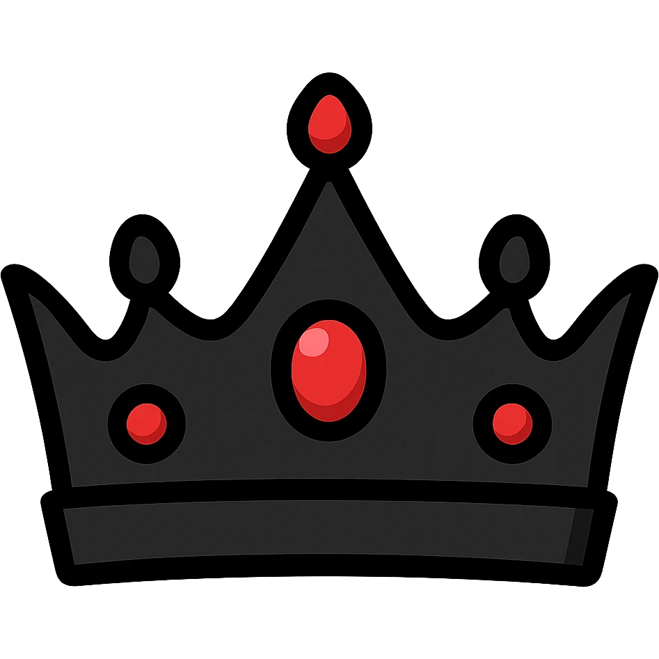 flat toon style black crown with red jewels emoji