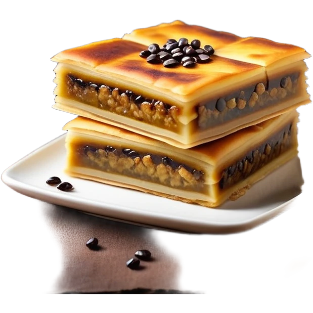 martabak manis-cinematic-realistic-martabak manis-dish-emoji,-depicted-as-a-single,-square-slice-of-sweet,-thick-martabak manis-with-a-rich,-indulgent-filling,-rendered-with-detailed-textures-and-vibrant,-appetizing-lighting emoji