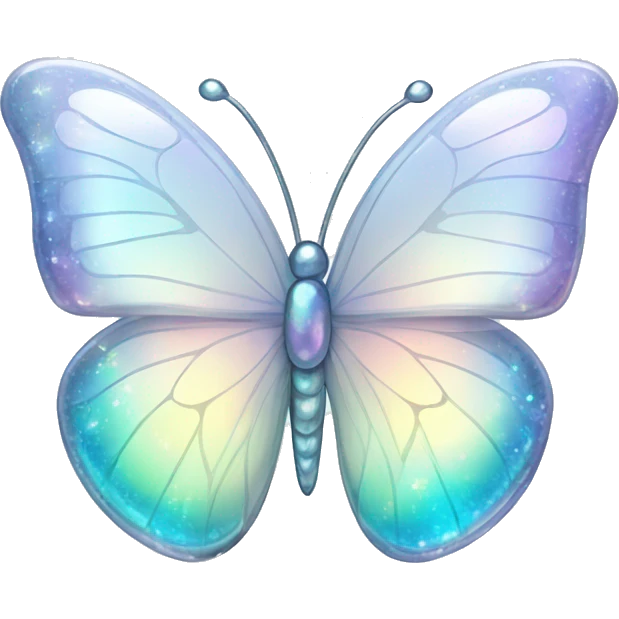 Sparkly glossy Pastel white iridescent glass crystal butterfly emoji