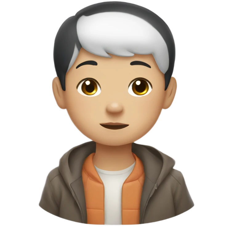 Chubby Asian boy with a rat terrier  emoji