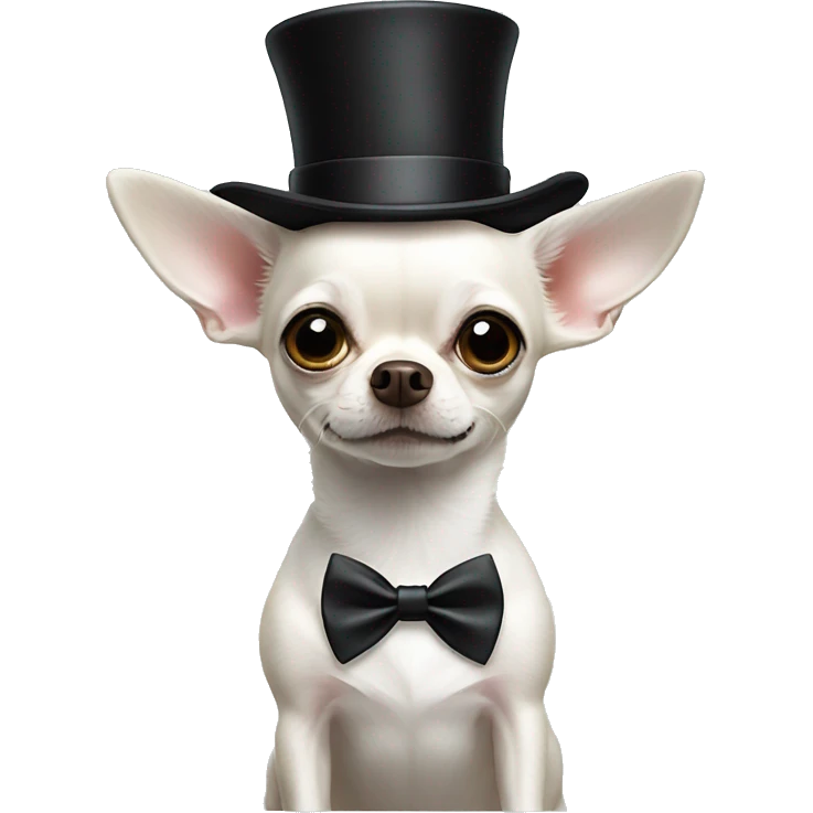 white chihuahua with a top hat and bow tie  emoji