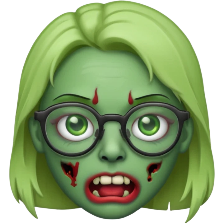 make a zombie emoji with a nose piercing and glasses emoji