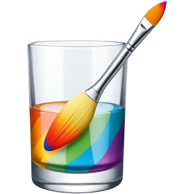 Glass painting icon, hand-painted colorful patterns on a glass surface, visible fine paintbrush and glass object like a vase or decorative plate, bright vibrant colors, no finished artwork, just the painting process, minimalistic style, clean lines, transparent background. emoji