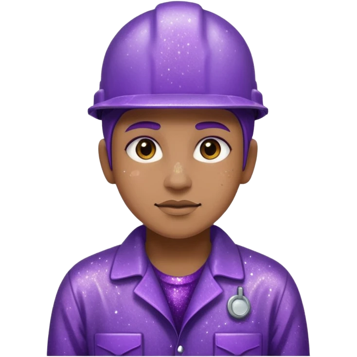 industrial worker wearing glitter purple glittery clothes emoji