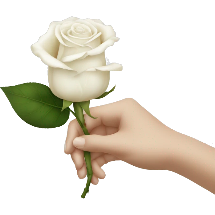 a hand holding a white rose, transparant background emoji