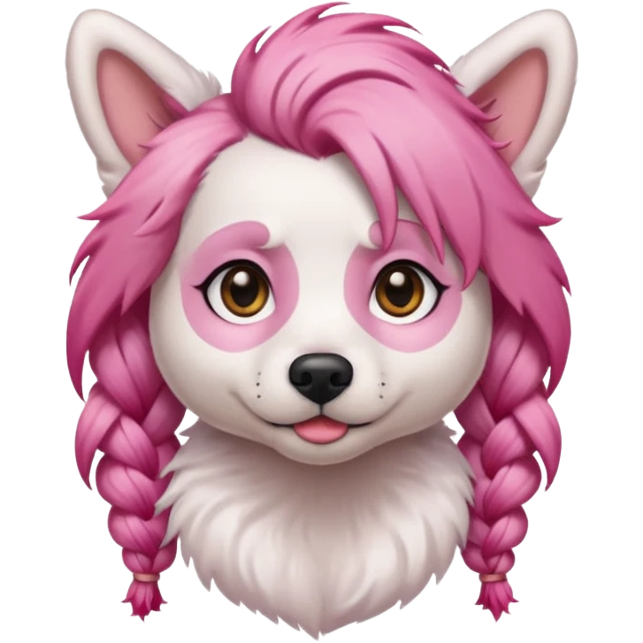 braided haired dog pink hair emoji