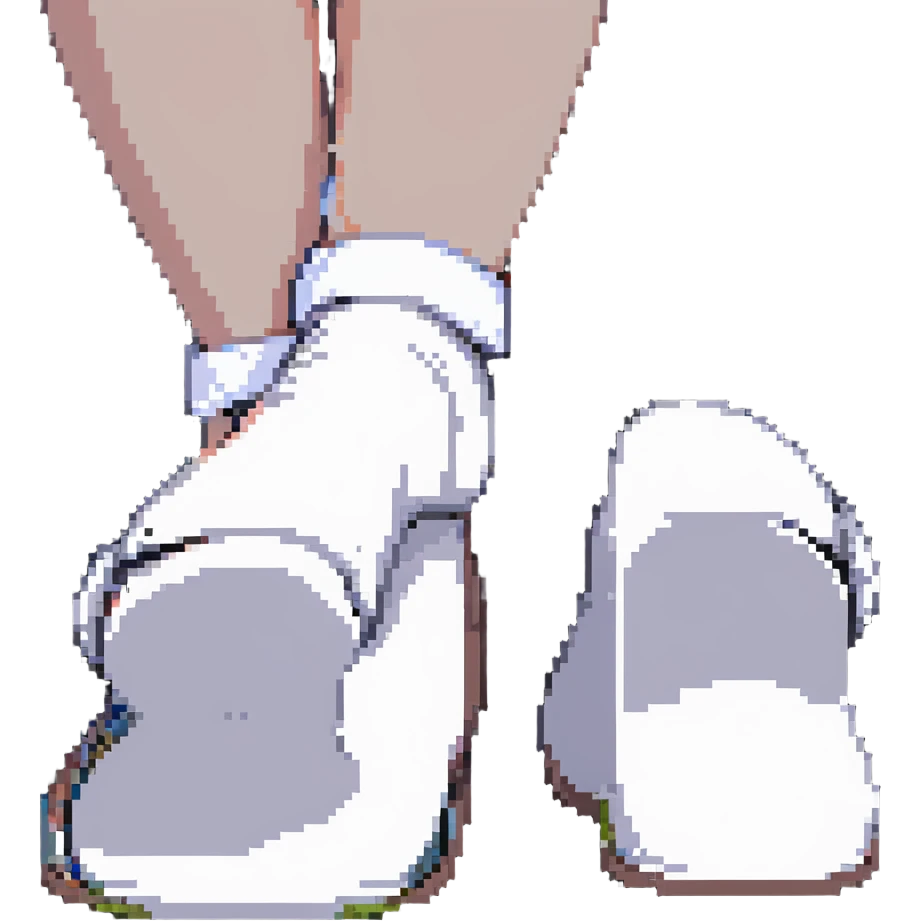 pixel art of two feet in white socks viewed from the bottom showing soles emoji