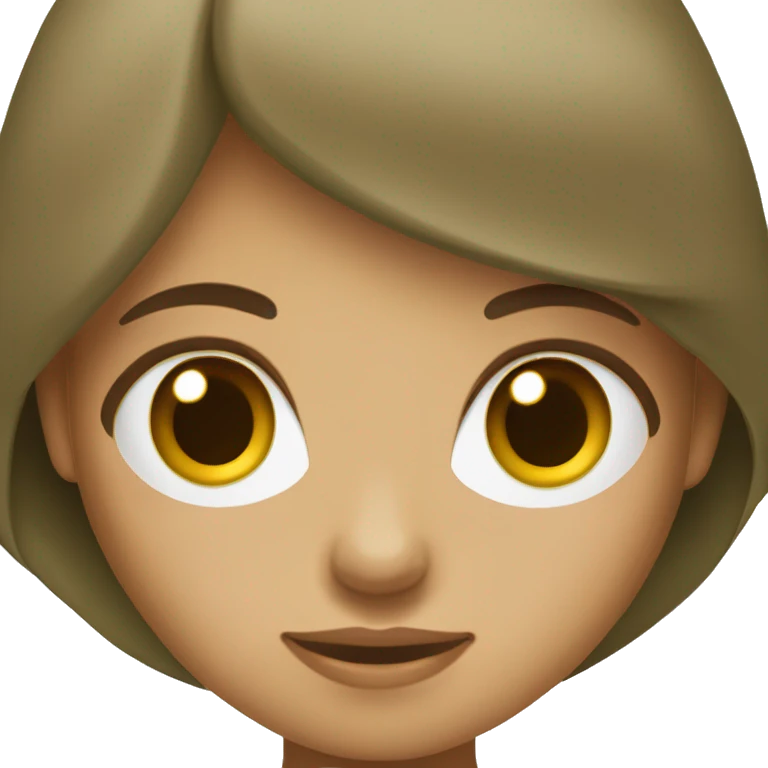 menina olhos verdes ,cabelo marrom,pele bege claro e  cabelo liso. emoji