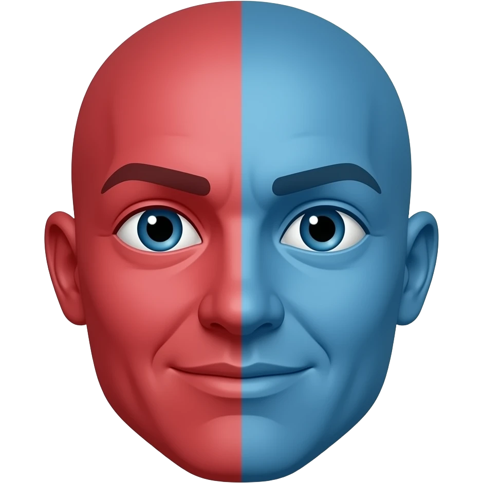 Red and blue half half emoji emoji