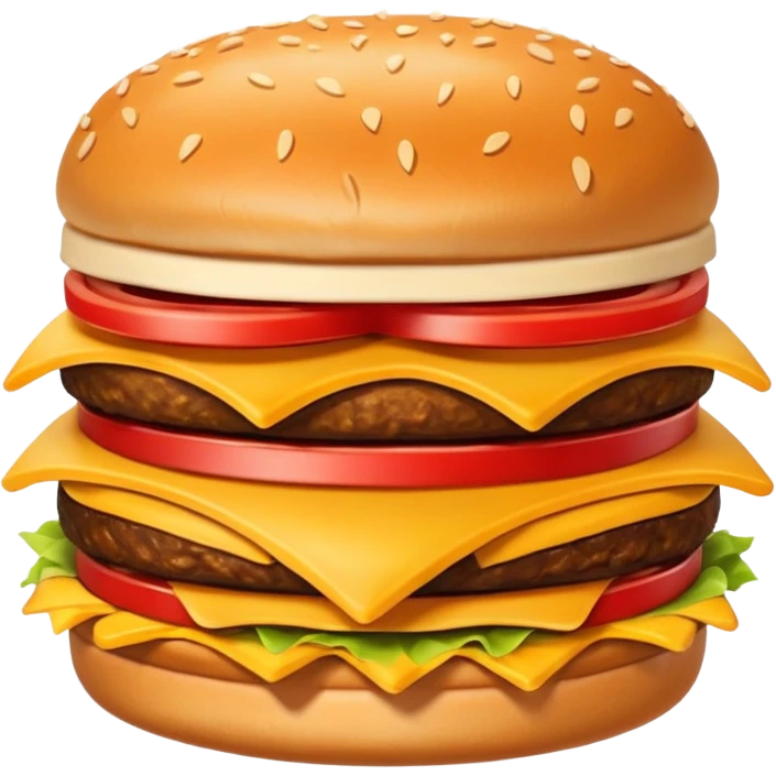 A clean and simple icon of fast food in emoji-style illustration. A burger with fries, naggets and shaverma, bright and bold colors, simple shapes, flat design, high contrast, inviting and appetizing. emoji