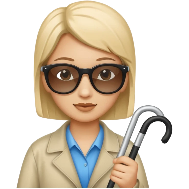 A blind person wearing sunglasses and holding a guide cane emoji