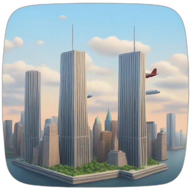 two towers and one plane in new york emoji