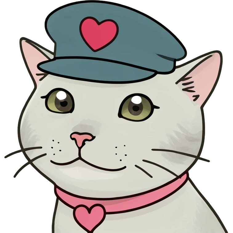 cat with a hat and heart eyes emoji