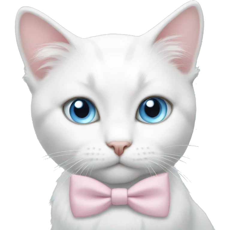 White cat light pink bow light blue eyes  emoji