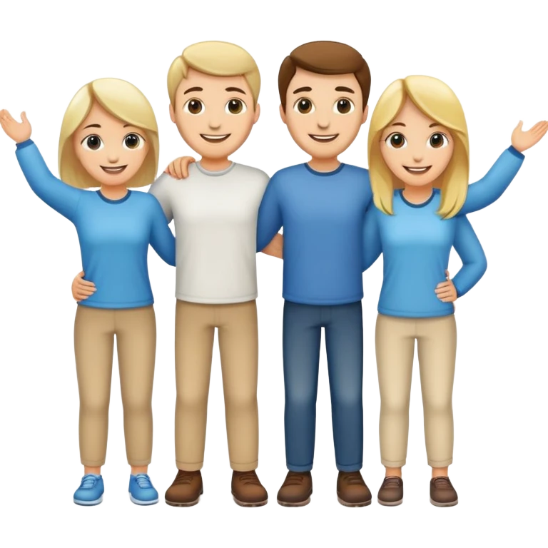 five caucasian people standing together as a team emoji