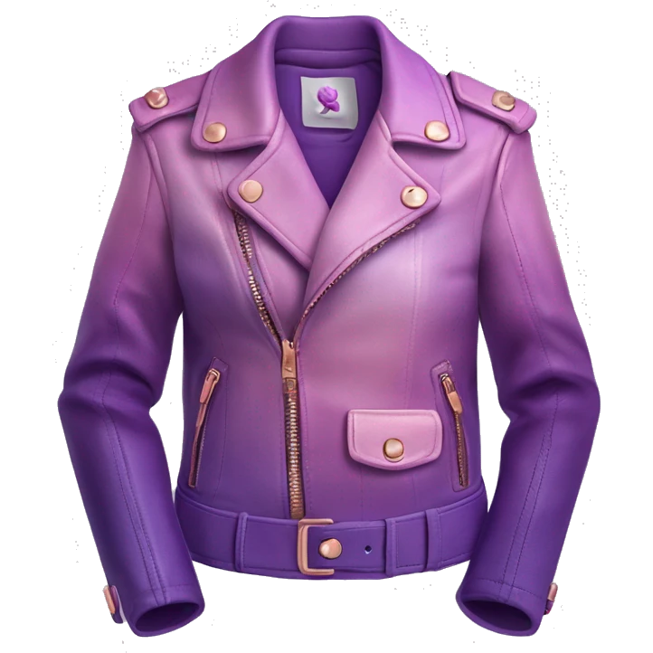 Realistic purple to pastel purple ombre leather jacket with rose gold fasteners isolated.  emoji