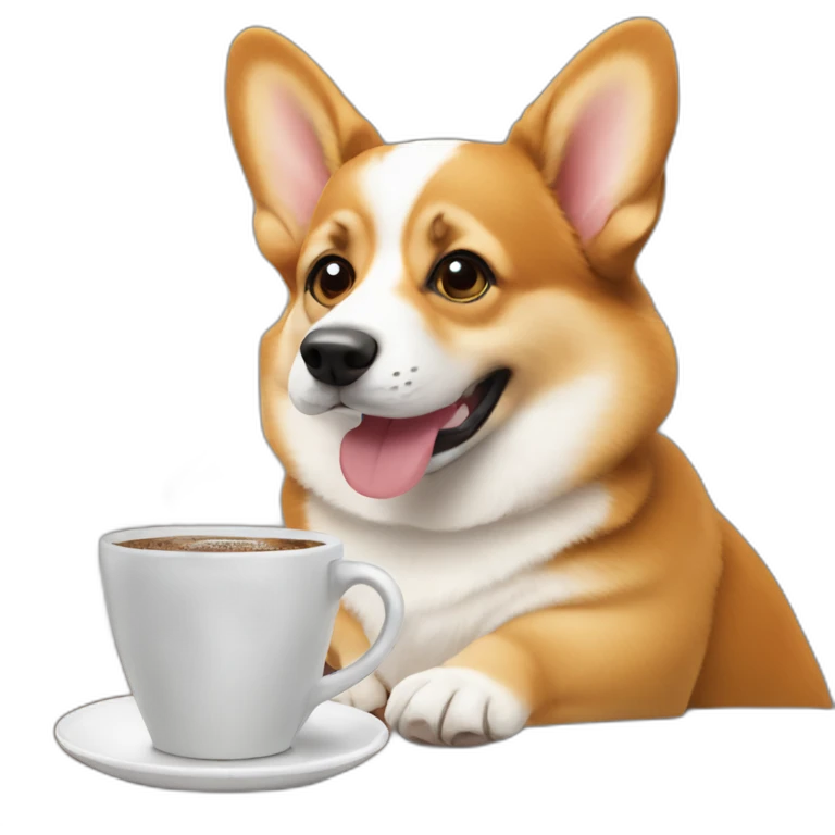 corgi drinking coffee emoji