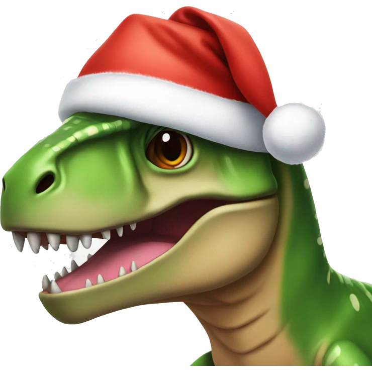 T-Rex in a Santa hat emoji