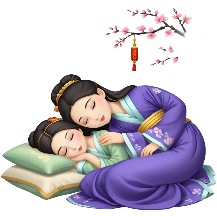 Beautiful girl sleeping in Hanfu emoji