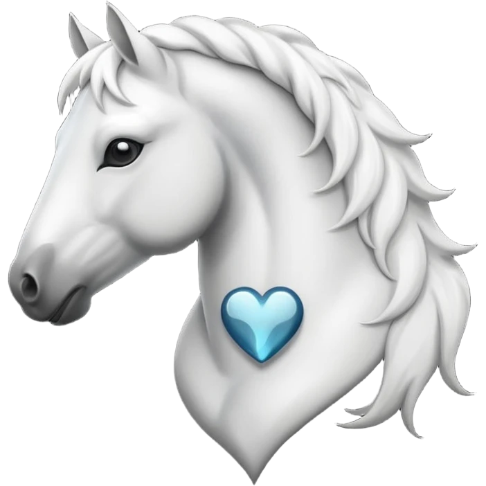 White Horse centered within a black heart emoji emoji