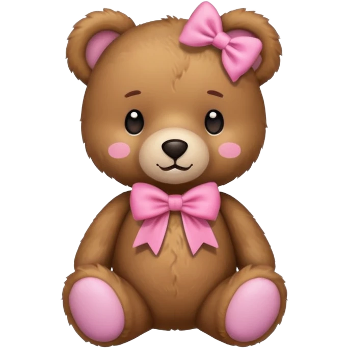 Cute teddy bear with a pink bow. emoji
