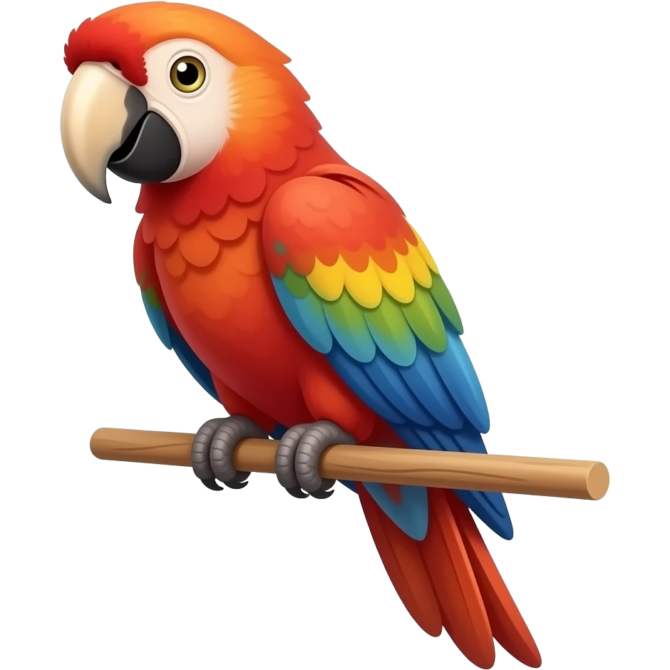 Cartoon 2d macaw stting on a parrot stick emoji