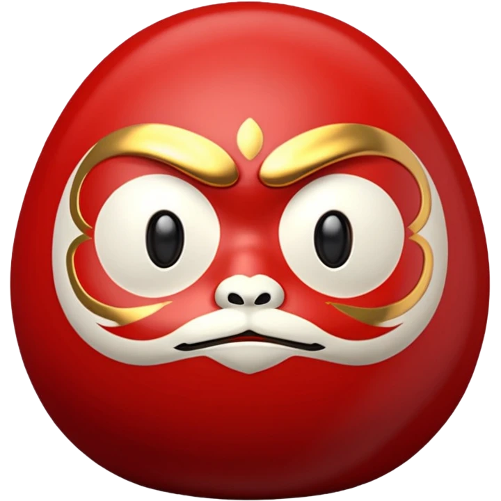 daruma doll, Round body, smooth glossy surface, red primary color with gold details. emoji
