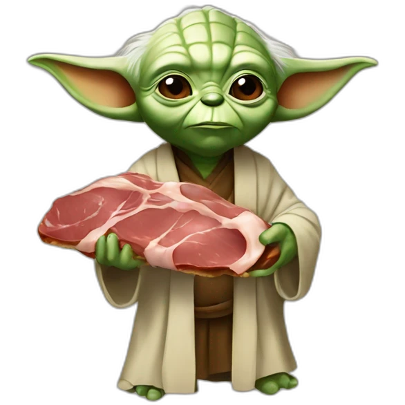 Yoda with meat emoji