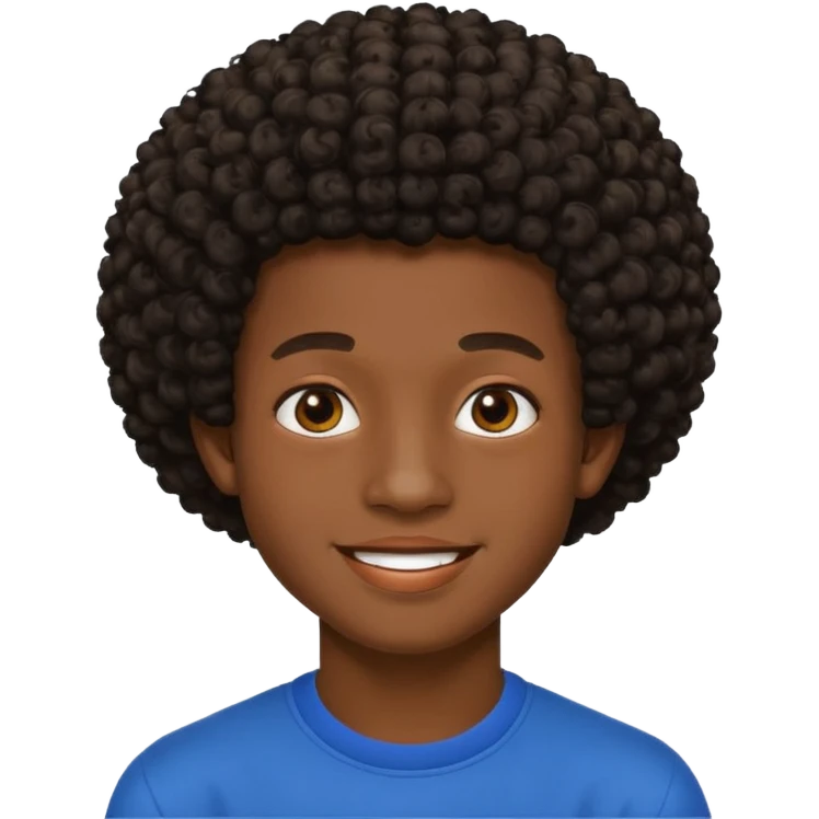 Une homme de 17 ans il a la peau noir foncé , des lèvres pulpeuses  . Il a un taper bouclé afro très court  emoji