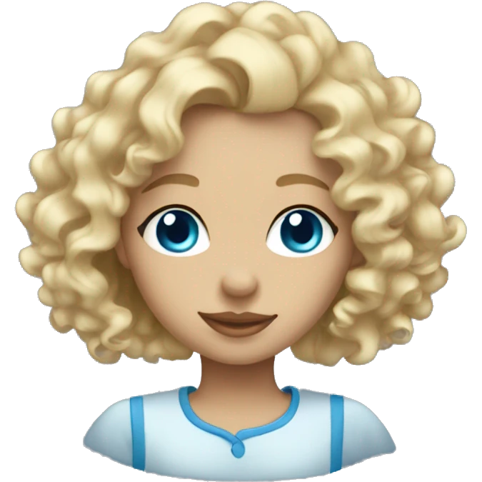 beautiful girl with curly blonde hair and blue eyes emoji