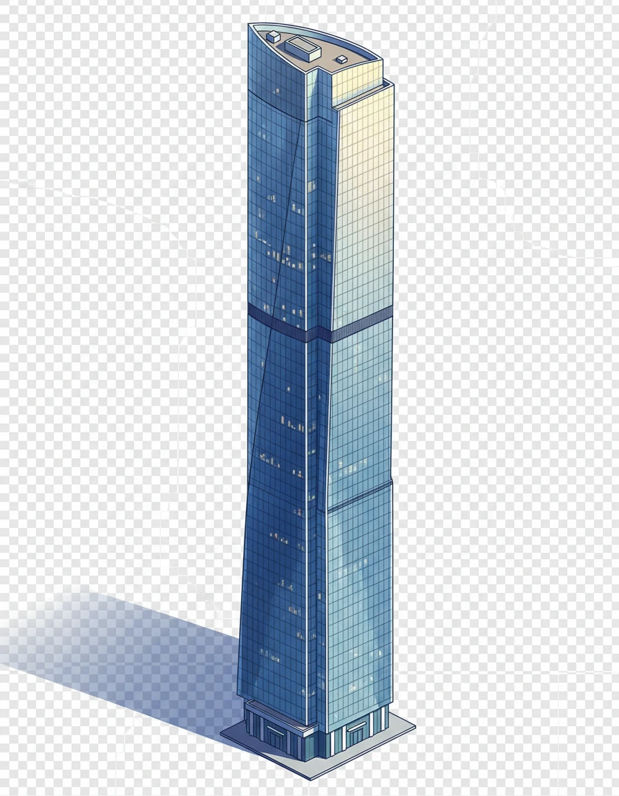 Изометричная, яркая, детализированная, объемная и фотореалистичная иллюстрация башни Федерации Восток в Москве . Чёткие контуры, не размазанные линии, высокое качество, прозрачный фон, не обрезать края картинки emoji