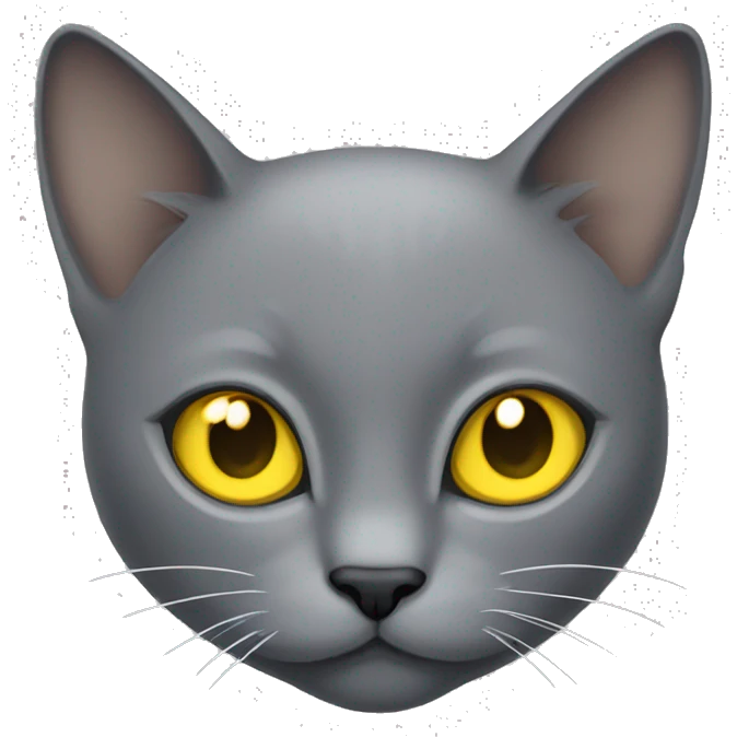 grey cat with yellow eyes no markings emoji