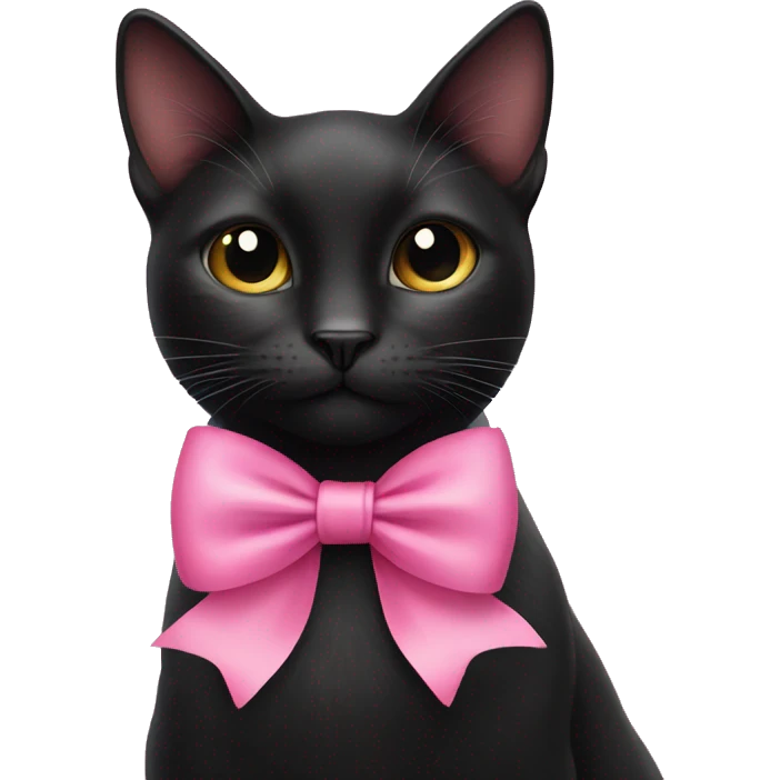 Black cat with pink bow around neck emoji