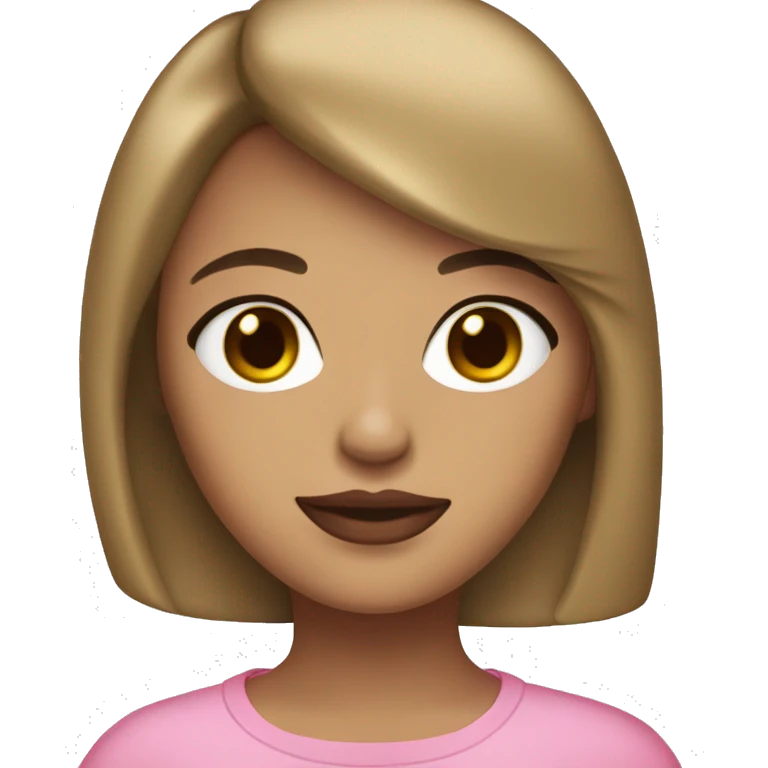 a young woman with a straght bob dark blonde, almonds brown eyes, pink lips and lots of earrings emoji