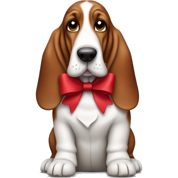 Basset hound in a red bow emoji