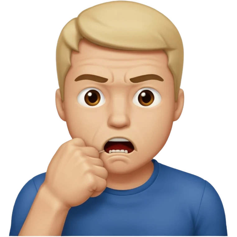 Man biting his fist with his mouth emoji